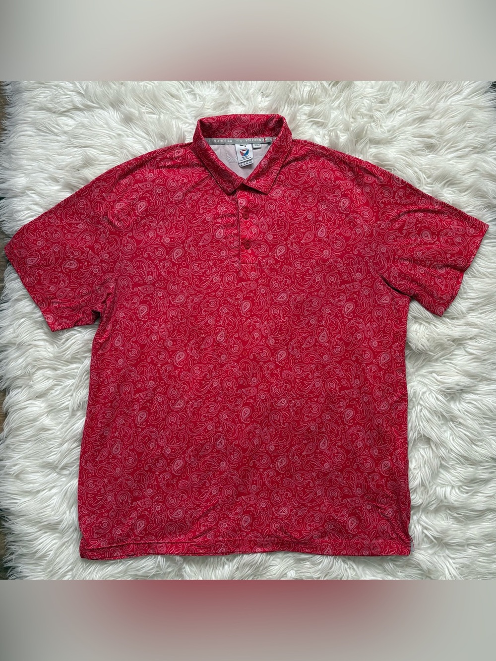 Puma Volition America Paisley Athletic Performance Golf Polo Red XL